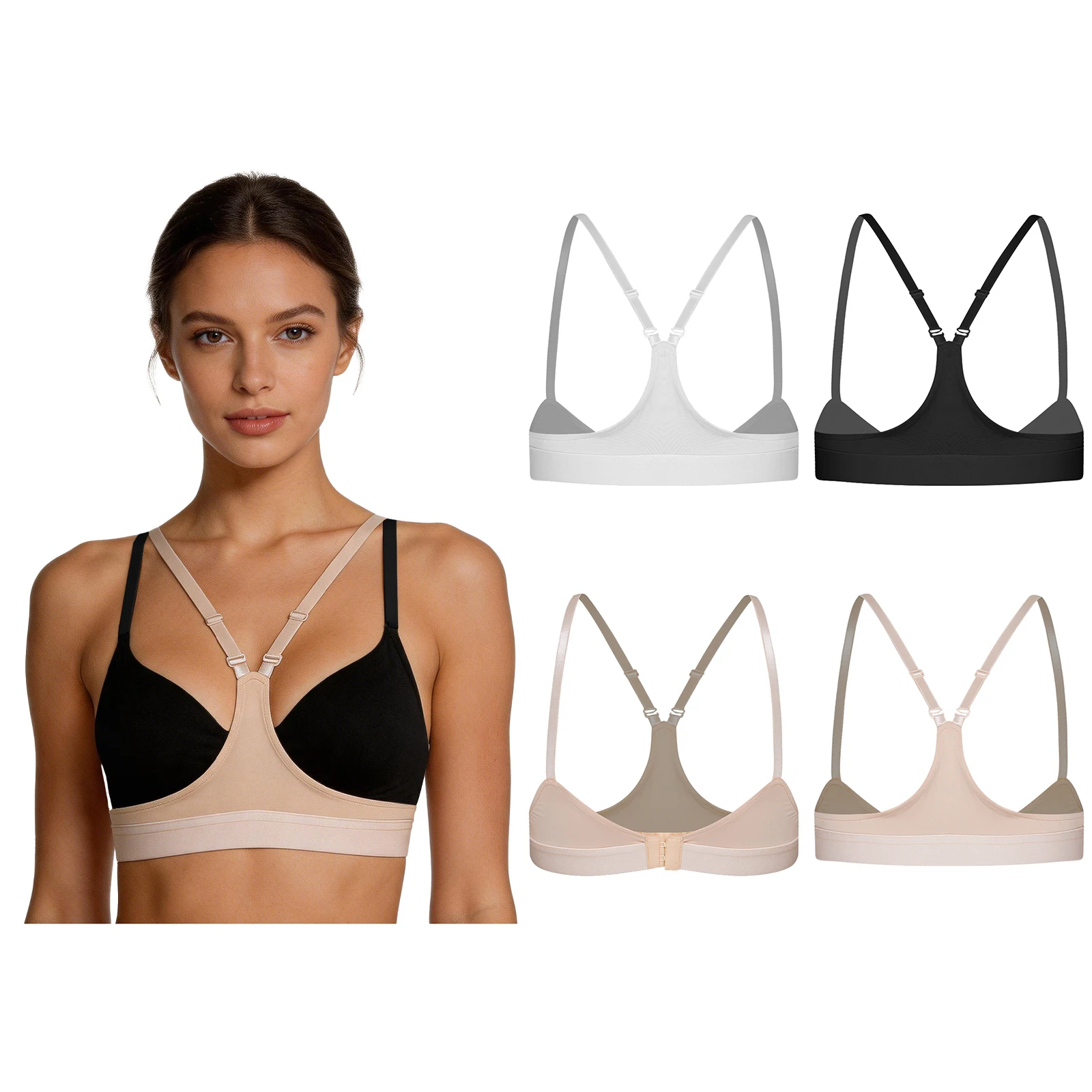 Women Adjustable Shoulder Straps Open Cups Shaping Bra Lingerie Chest Brace Posture Corrector Shapewear Breast Support Bras