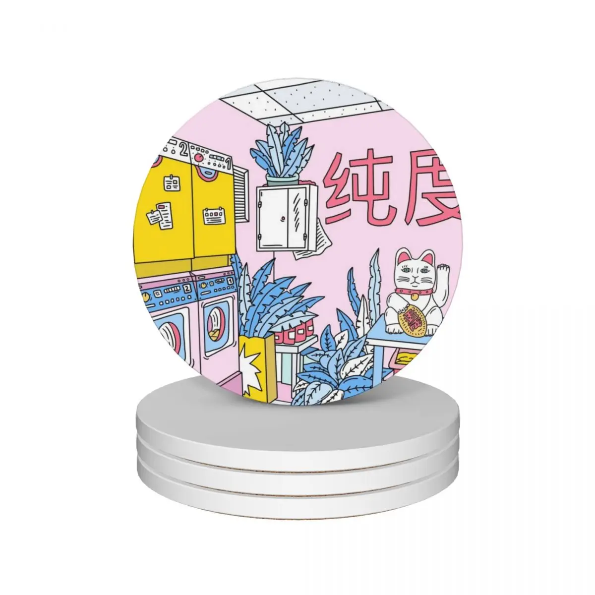 

MANEKI WASH BLUE Ceramic Coasters (Set of 4) mat for dishes for ceramics christmas tea for table Coasters