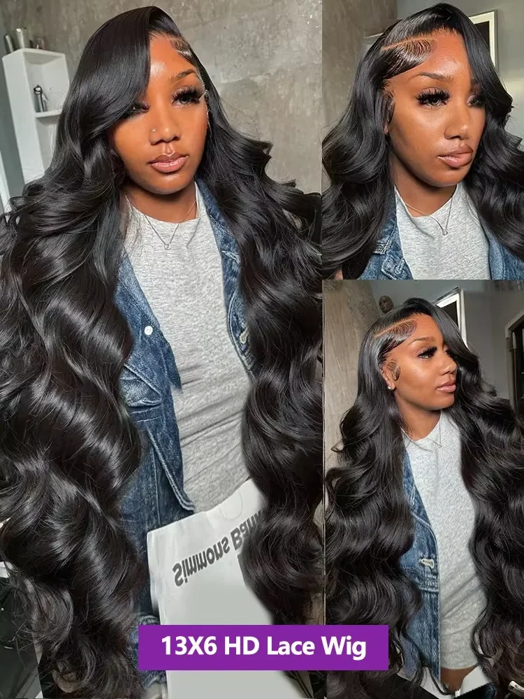 250Density 30 40 Inch 13x6 HD Transparent Body Wave Lace Front Human Hair Wigs Brazilian Wavy 13x4 Lace Frontal Human Hair Wig image 5