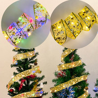 10M/5M/2M Christmas LED Ribbon Fairy Lights String DIY Bows Light String Christmas Tree Ornaments for Home New Year Decoration