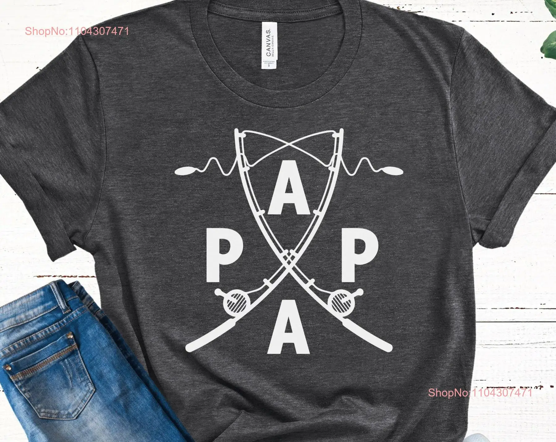 Papa Fishing rod T Shirt Dad Funny Father For Daddy Grandpa Lover Trout Husband long or short sleeves