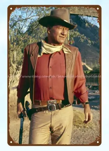 John Wayne rifle classic western metal tin sign man cave home decor