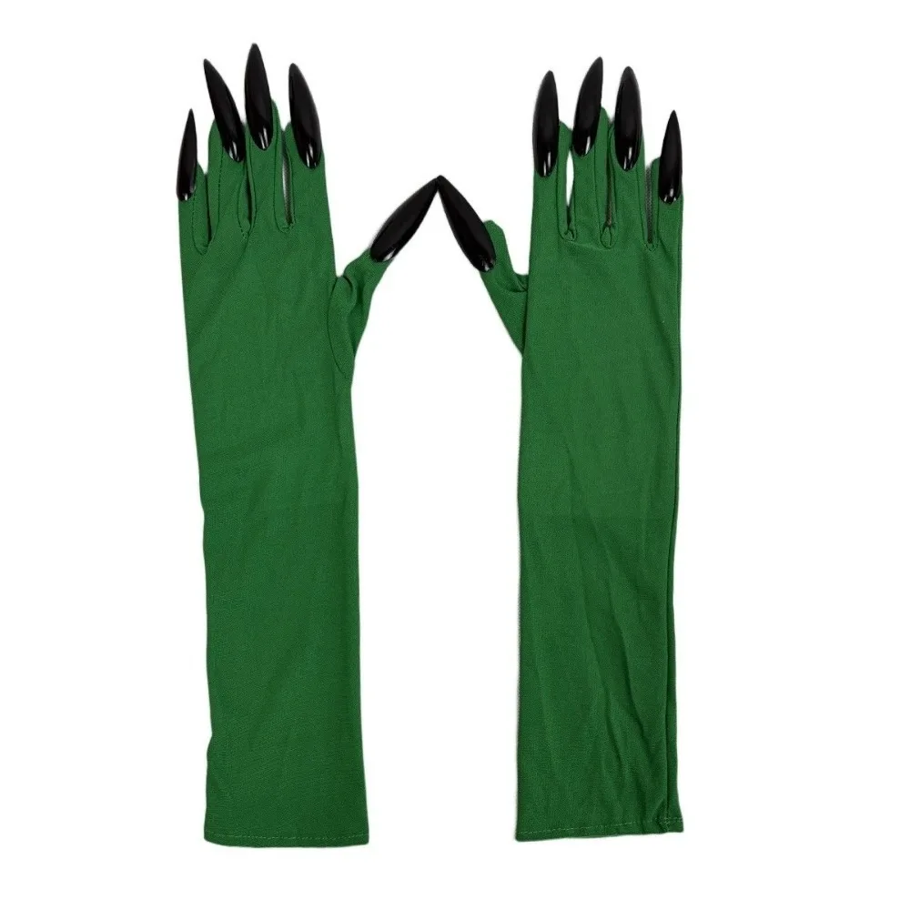 Fancy Props Halloween Cosplay Gloves Solid Color Long Nails Witch Cosplay Costume Long 43cm Ghost Claw Mittens Festival Party