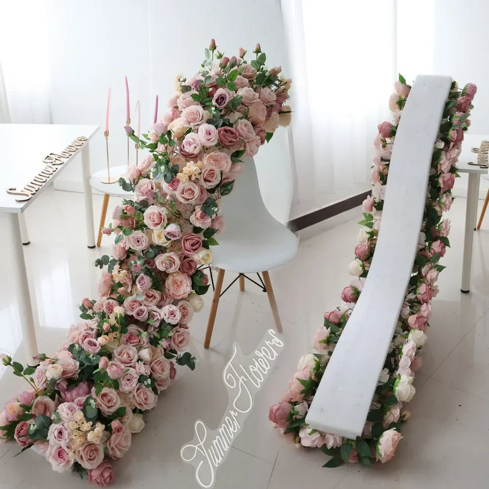 2/1m Luxury Artificial Flowers Wedding Decoration Table Long Runner Flower Row Floral Backdrop Arrangement Wall Arch Decor