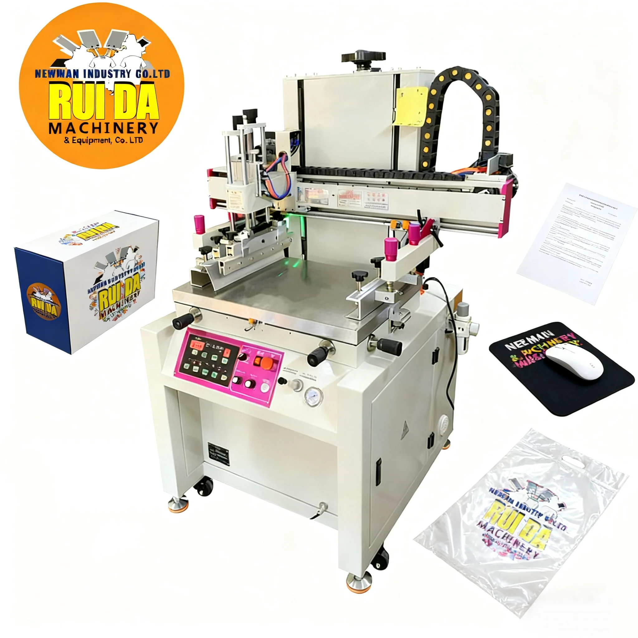 Semi-automatic Monochrome Screen Printing Machine High Precision Platform 50*70 Flat Vertical for Textiles and Plastic