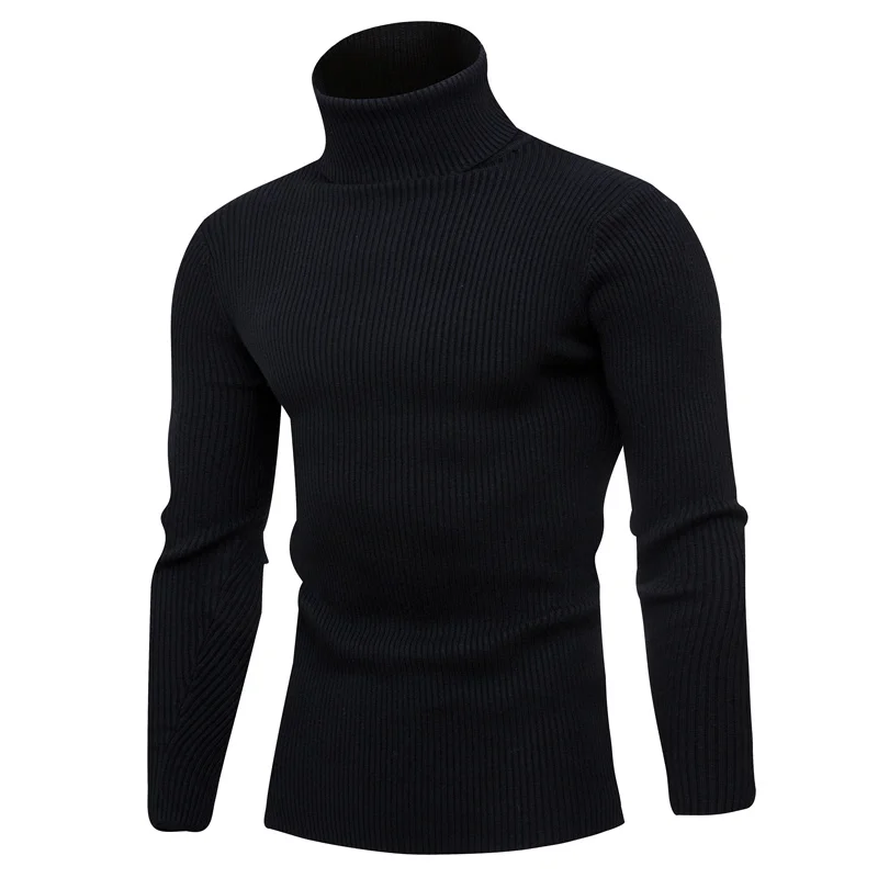 

Men Black Turtlenecks Sweaters Fit Pullovers Autumn Winter Solid Casual Sweaters Good Quality Male Outwear Knitting Sweaters XXL