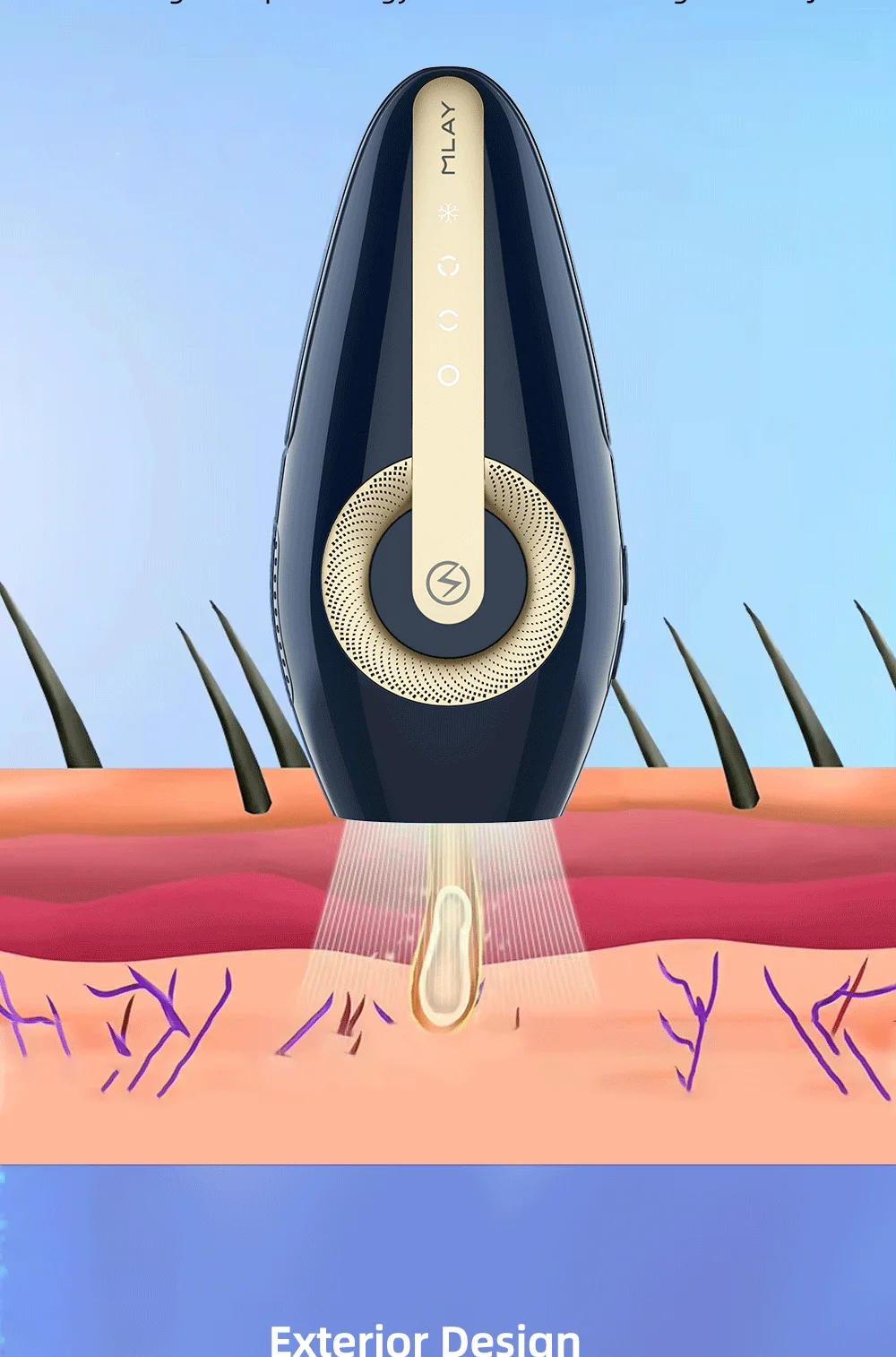 Mlay T17 Лазерный эпилятор для удаления волос IPL Портативный ICE Cold 500000   Мигает лицо, бикини, распознавание кожи для женщин и мужчин