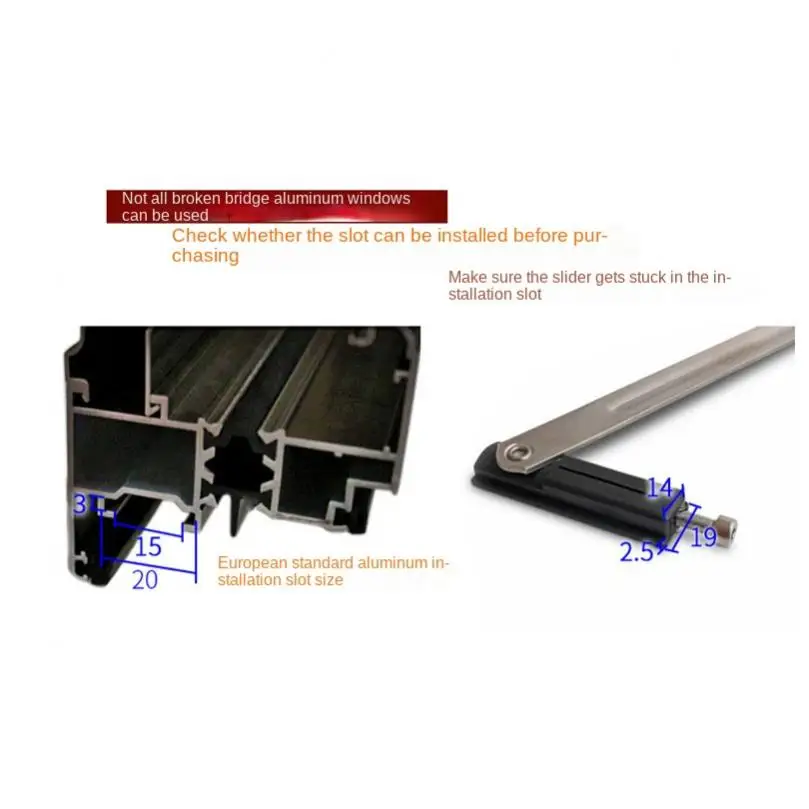 Stainless Steel Sliding Bracing Limiter Inside Two Link Angle Controller for Broken Bridge Aluminum Sliding Inner Window