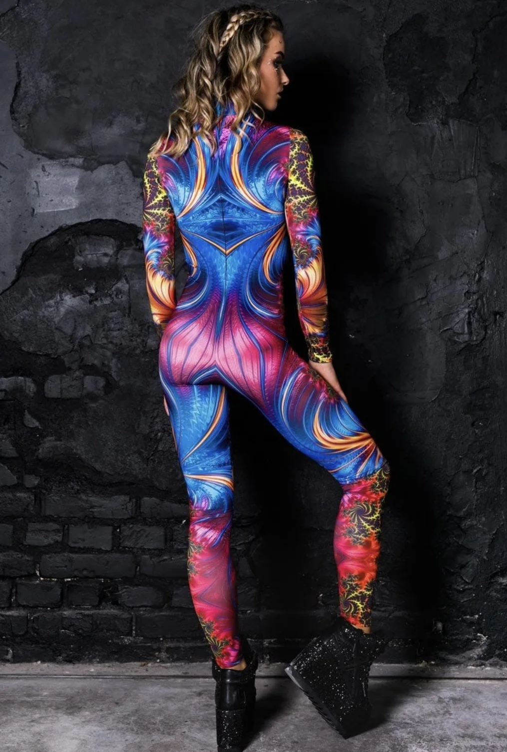 Retro-Roboter 3D-gedrucktes Muster Damen Sexy Jumpsuit Erwachsenen-Halloween-Cosplay-Kostüm Party-Catsuit Karneval-Bodysuit – Detail 13