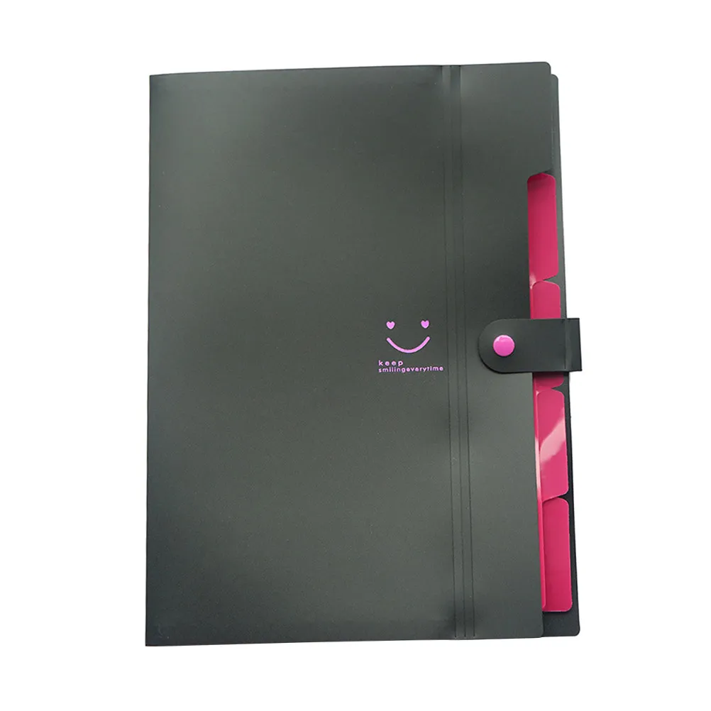 

Plastic A4 Expanding File Folder with 5 Pockets and Secure Snap Button Closure for Paper Organization Saving Time At Work School