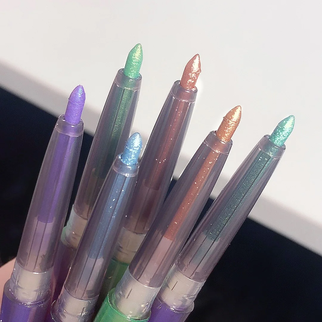 Nuovo arrivato matita Eyeliner diamante lucido oro verde viola Glitter sdraiato penna baco da seta cosmetici di bellezza impermeabili trucco donna