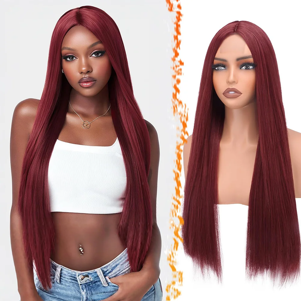 

99J Burgundy Colored Lace Frontal Straight Human Hair Wig 13X6 HD Lace Frontal Wig 220 Density Pre-Plucked 18-40 Inches Hair Wig