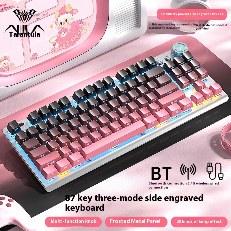 

Tarantula F3001 side carved mechanical keyboard the third mock examination wireless bluetooth game video game 87 key peripheral