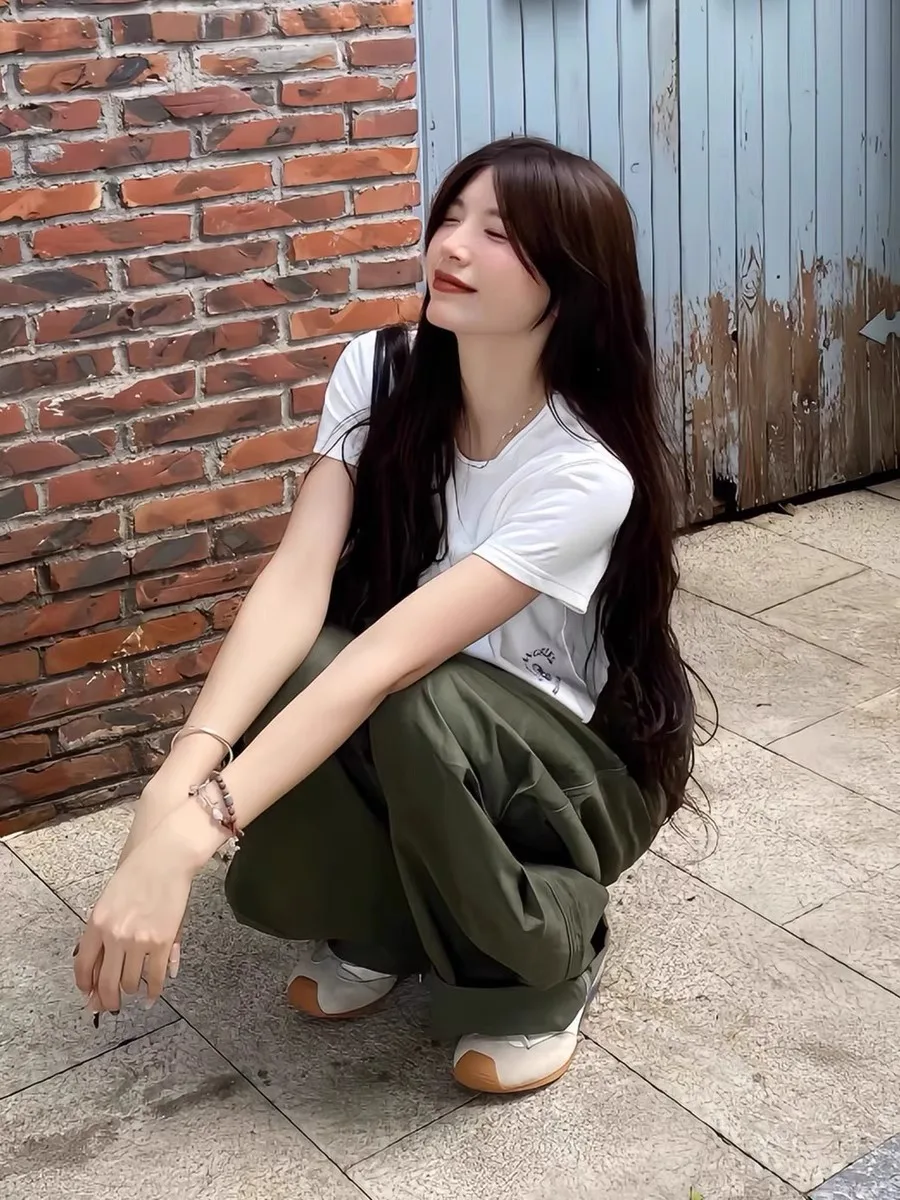 

Qui Dry Ice Silk Men's Summer Thin Outdoor Functional Work Pants Loose Wide Leg Drapey Trousers Faionable Casual Sle