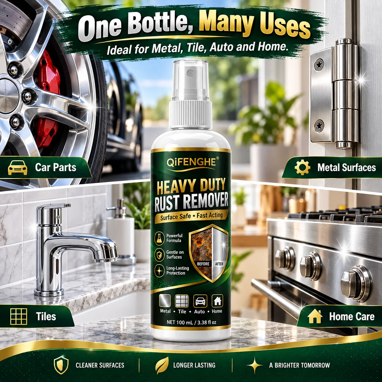 Rust Cleaner for Metal Car Parts Wheels Tile and Hard Surfaces Fast Acting Deep Cleaning Multi Use