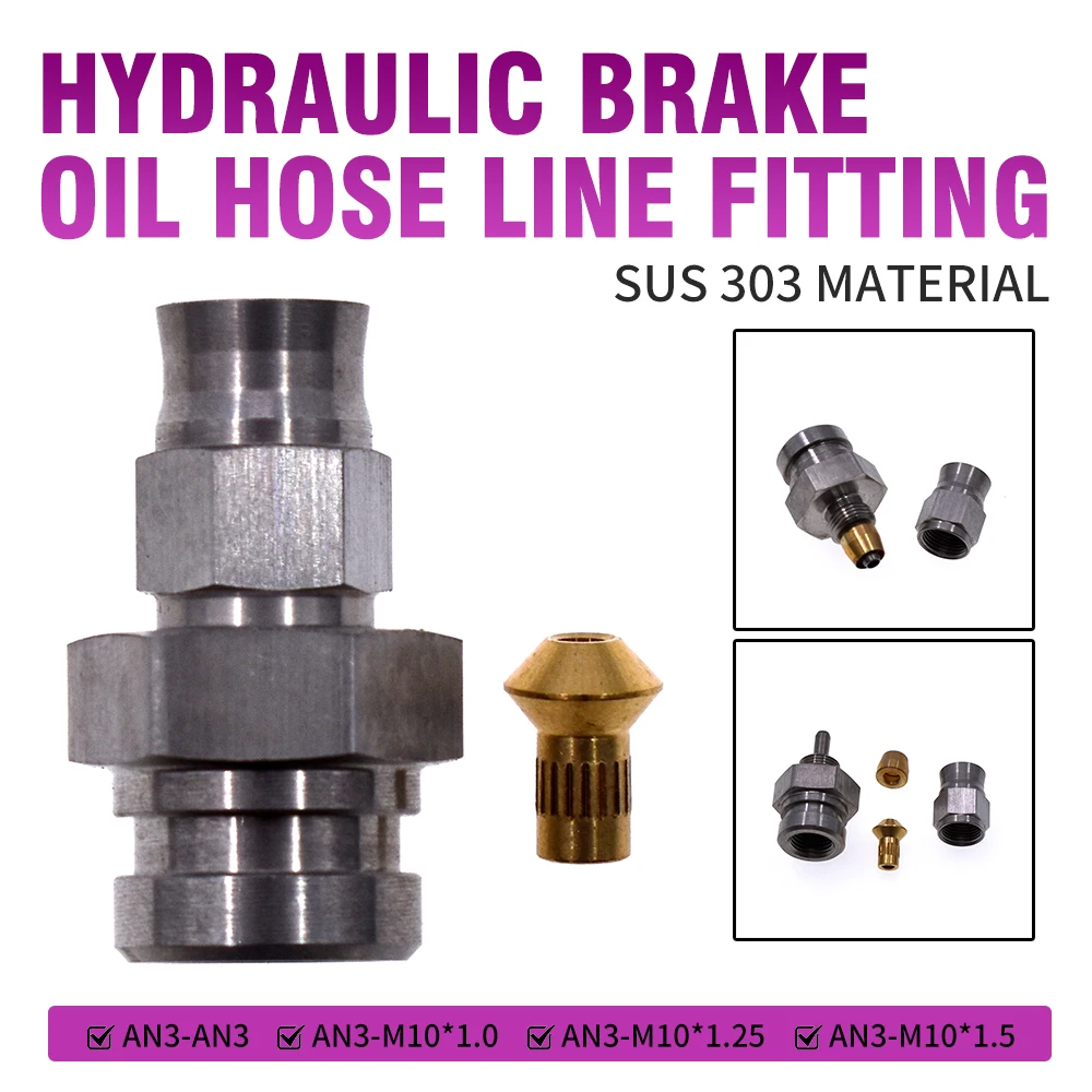 SK CUSTOM AN3 Car Motorcycle Motor Bike Hydraulic Brake Oil Hose Line Fitting M10*1.0/1.25 Stainless Steel PTFE Hose End Adapter