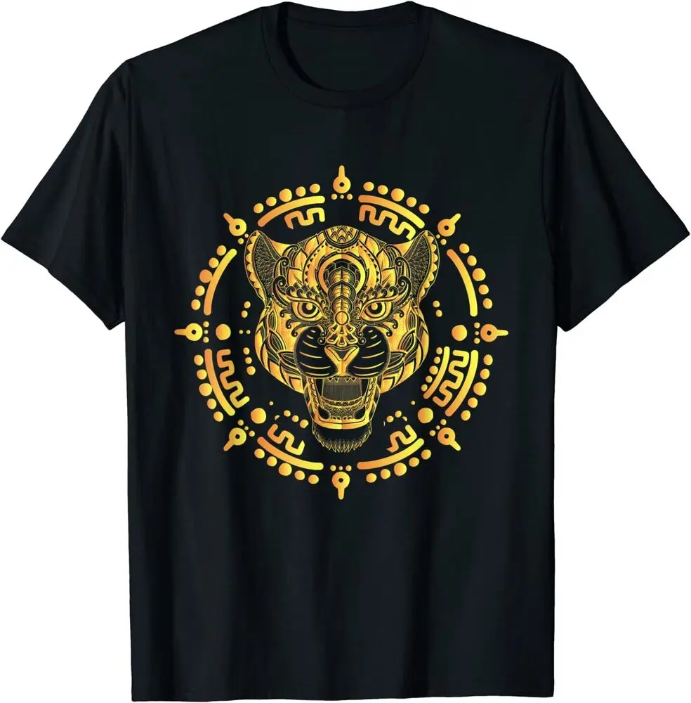 Mexican Golden -aztec, Maya Ocelot T-Shirt Anime Graphic T-shirts For Men Clothing Women Tees Y2K Tops Unisex Summer