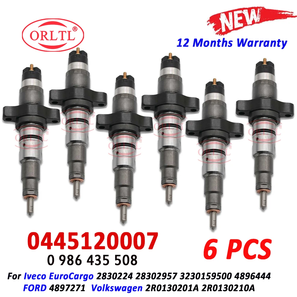 

6 PCS 0445120007 Diesel Injector 0986435508 Fuel Nozzle For CUMMINS EuroCargo 4897271 2830224 28302957 4896444 FORD BG5X9E526AA