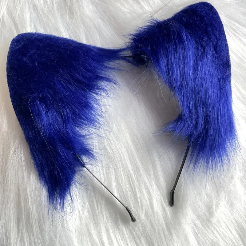 2025 22 neue Heiße Anime Pelz Stirnband Hund Ohren Set Plüsch Lolita Mädchen Blau Schwanz Halloween Pelzigen Handgemachte Cosplay Zubehör