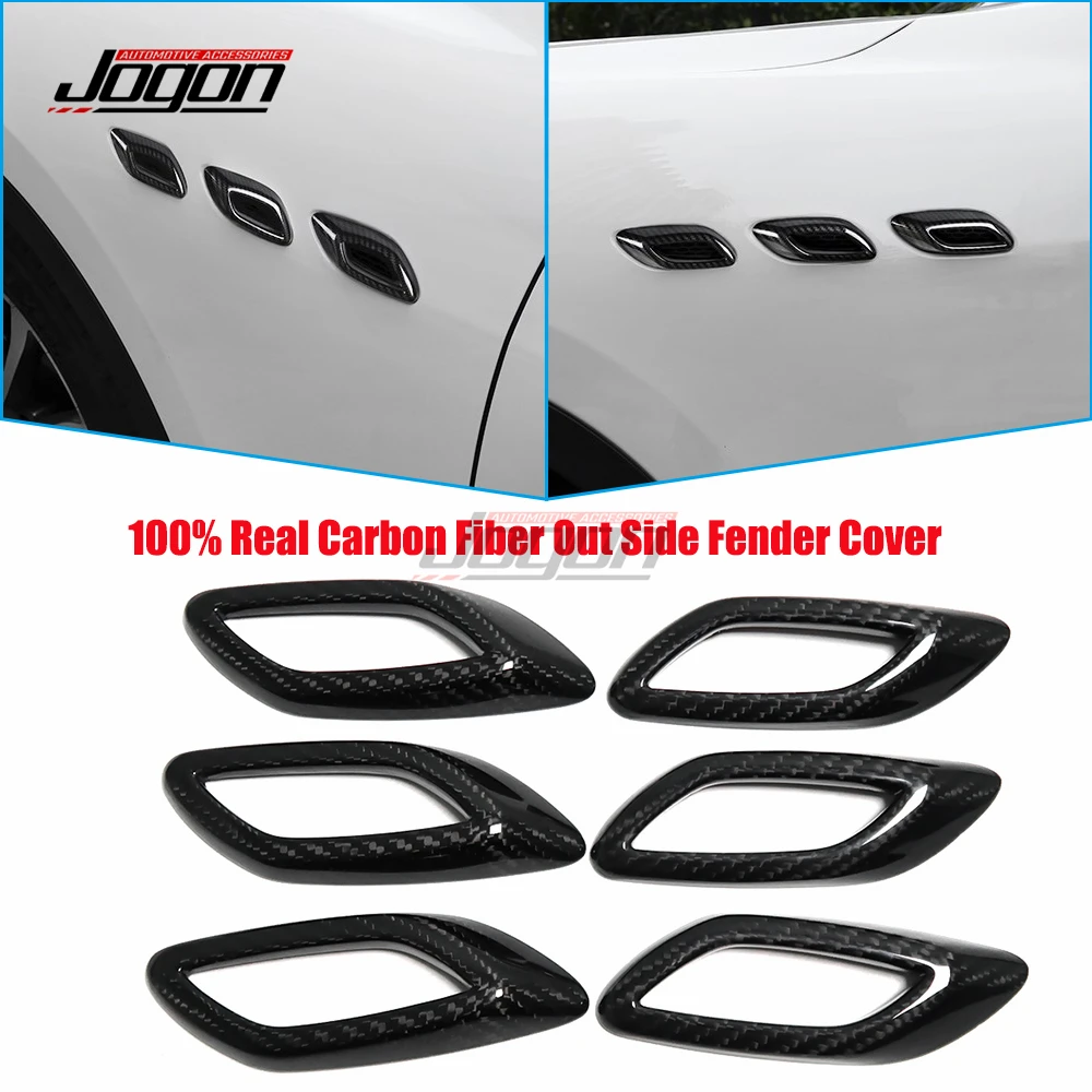 6Pcs Carbon Fiber For Maserati Levante Sport S 2016-2023 Exterior Car Side Fender Air Vent Intake Cover Sticker Trim Accessories