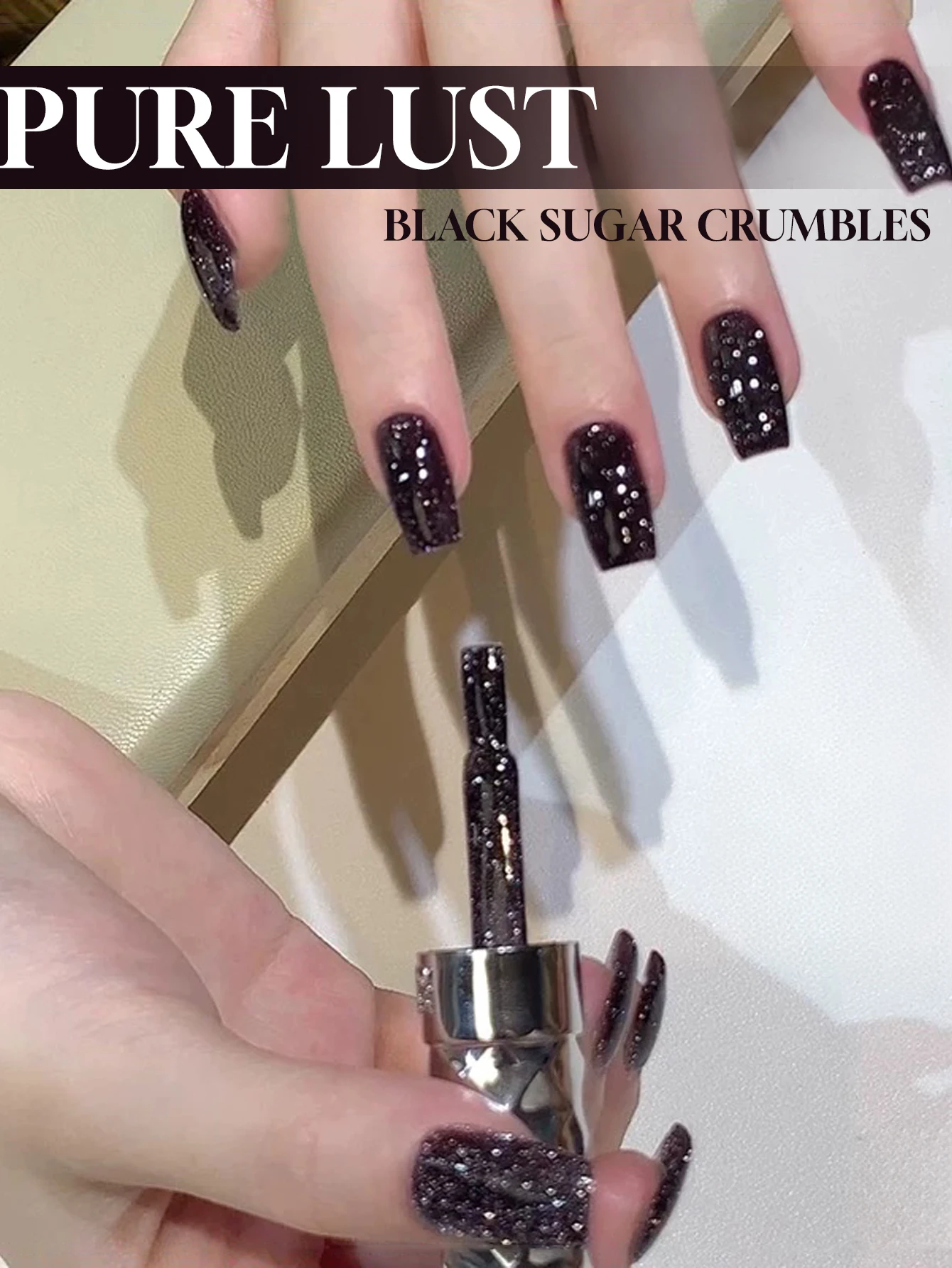 12ML 1 pièces ongles bruns automne Internet célébrité ongles blancs sucre écrasé diamant paillettes Gel vernis à ongles ongles noirs rouge