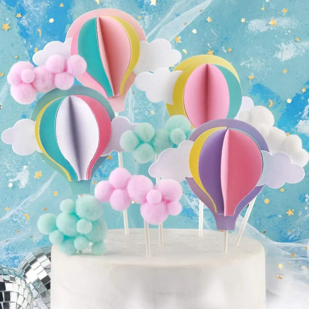 

30Pcs Cake Topper Rainbow Cloud Hot Air Balloon Cake Toppers Wedding Birthday Party DIY Cupcake Topper Cake Decor