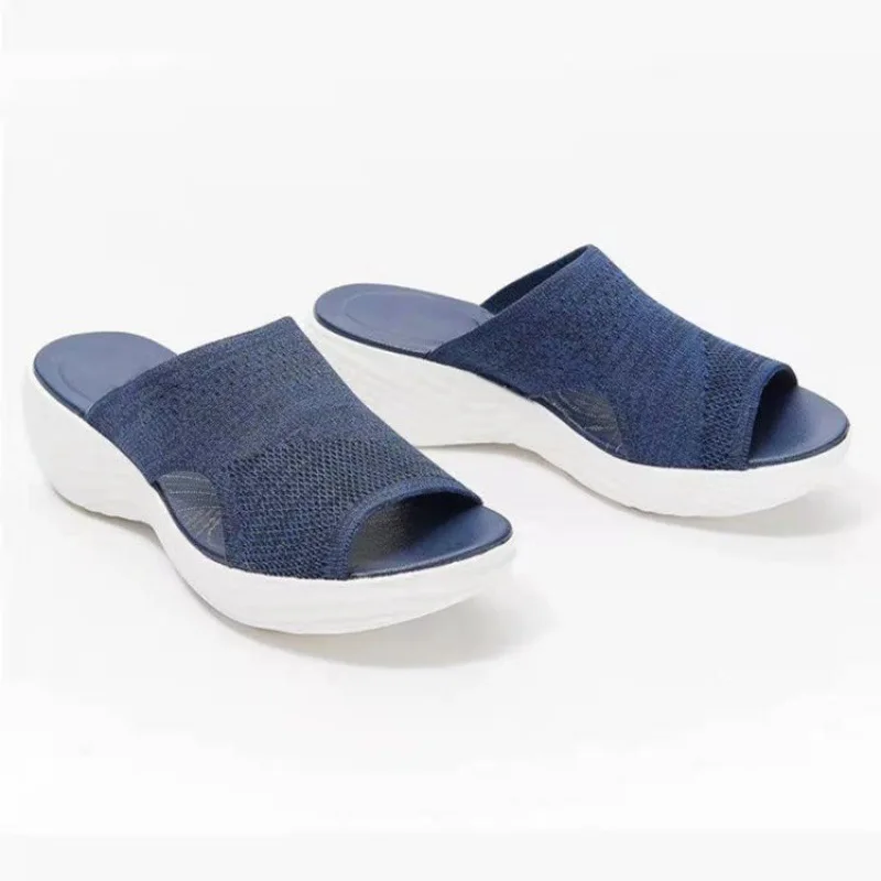 Women Open Toe Casual Slippers  Breathable Outdoor Beach Platform Sandals Plus Size Solid Color Wedges Shoes Sandalias