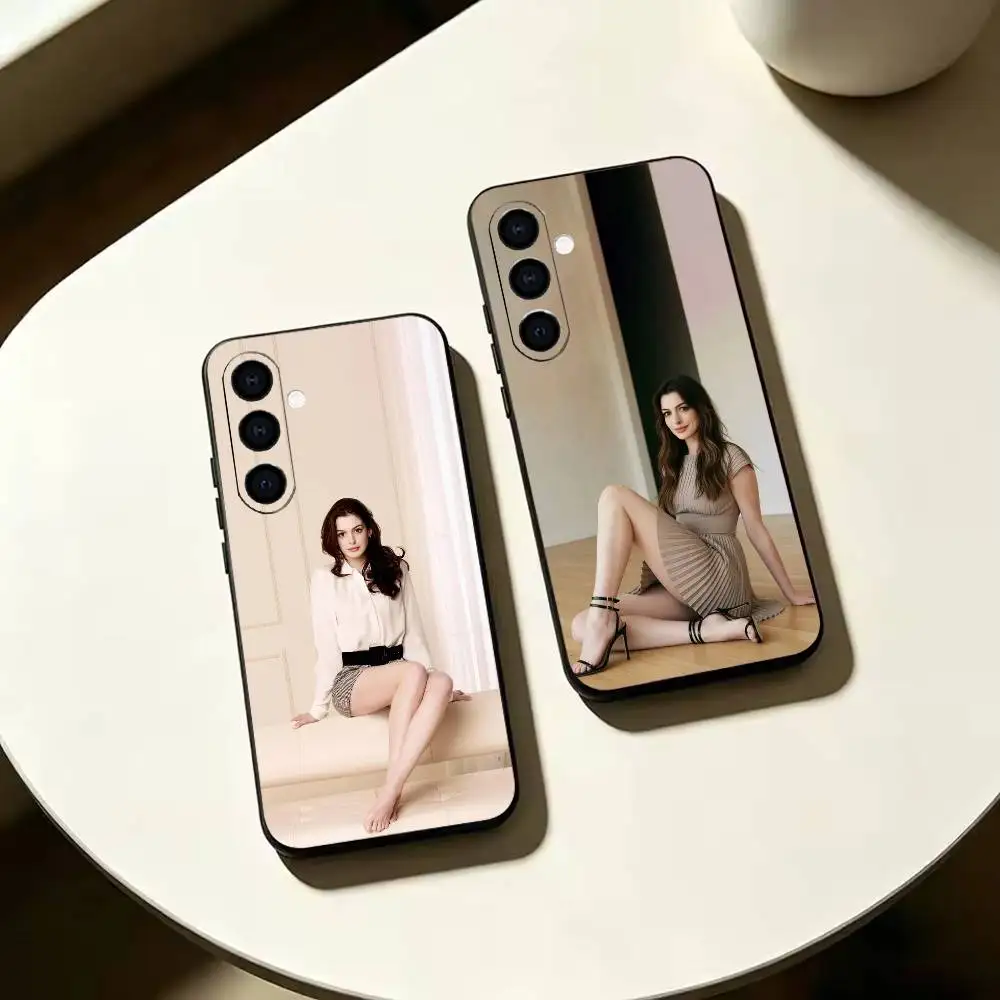 Actor A-Anne Hathaway  Black Soft Silicone Phone Case for Samsung Galaxy A73, A42, A72, A70, A53, A52, A51