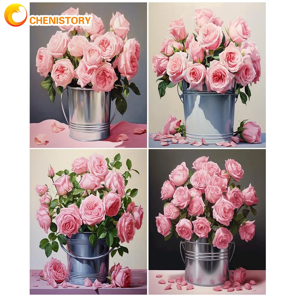 

CHENISTORY Acrylic Painting By Number On Canvas Flowers For Adults Number Painting Diy Gift Home Decors Pictures By Numbers