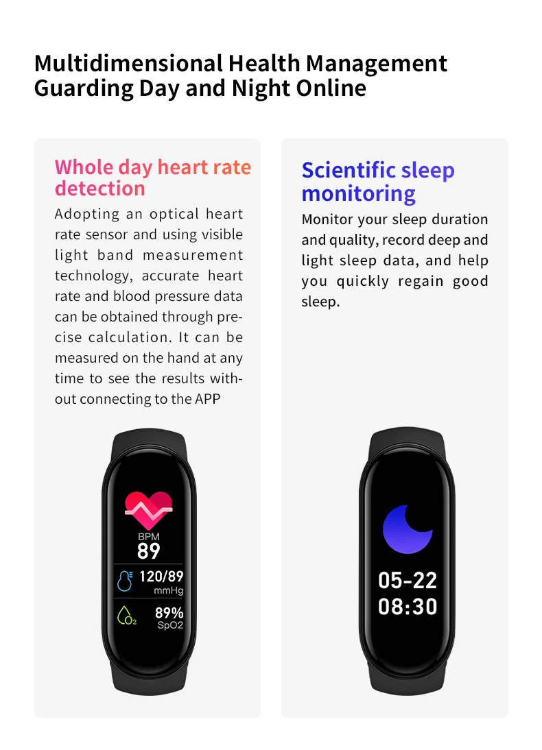 M8 Fitness Tracker Classic Smart Bracelet Pedometer Health Calories Multi Modes MSG Whatsapp X Notifications