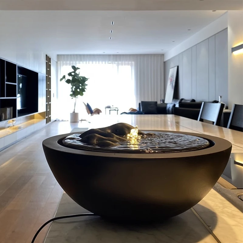 

Фонтан с текущей водой, украшение с функцией воды, светлый роскошный клубный двор, простая циркуляция воды, уличное украшение, рокарий