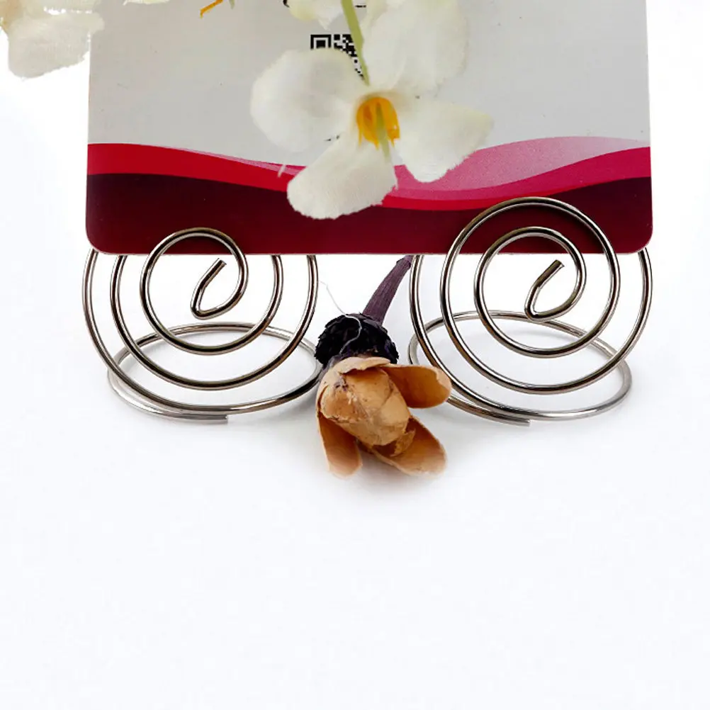 10Pcs Heart Shape Desktop Photo Clips Spiral Base Table Number Holders Name Card Menu Paper Note Holders for Wedding Party