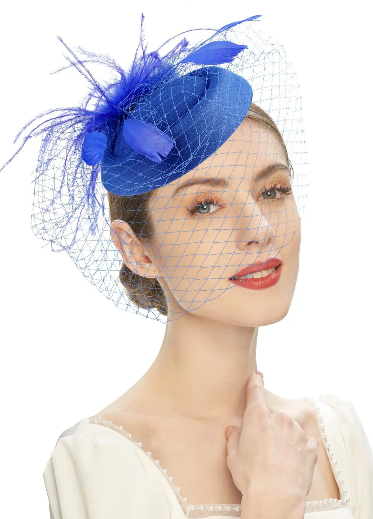 Fascinators for Women Elegant Headwear Cocktail Tea Party Kentucky Derby Hat Charming Mesh Veil Hairbands Church Hats Hair Clips