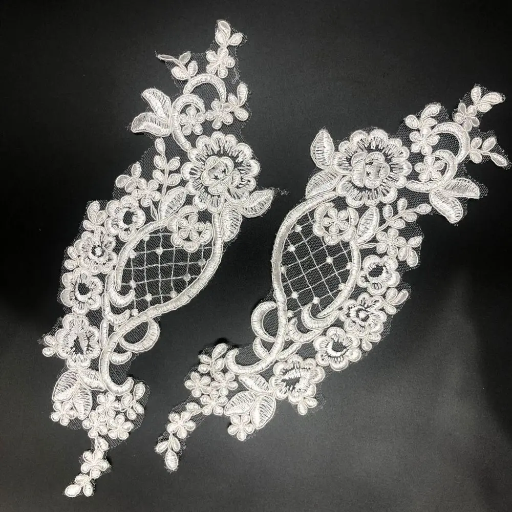 

Luxury DIY Bride Wedding Dress Sewing Lace Applique Patch Embroidery Lace Fabric