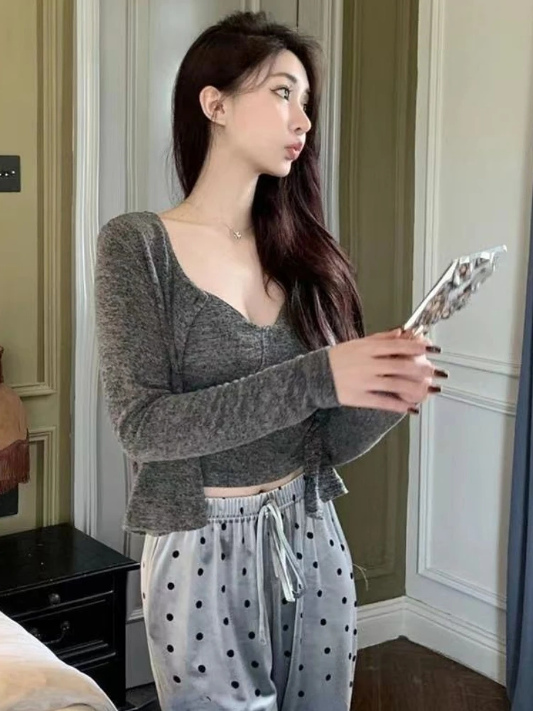 

Pajama Sets Women 3pcs Solid Sexy Designed Popular Fashion Korean Style Ladies All-match Graceful Basics Daily Autumn Hotsweet