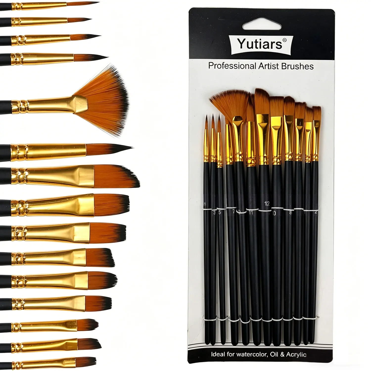 12 or 24pc Professional Hog Bristle Brush Set product image