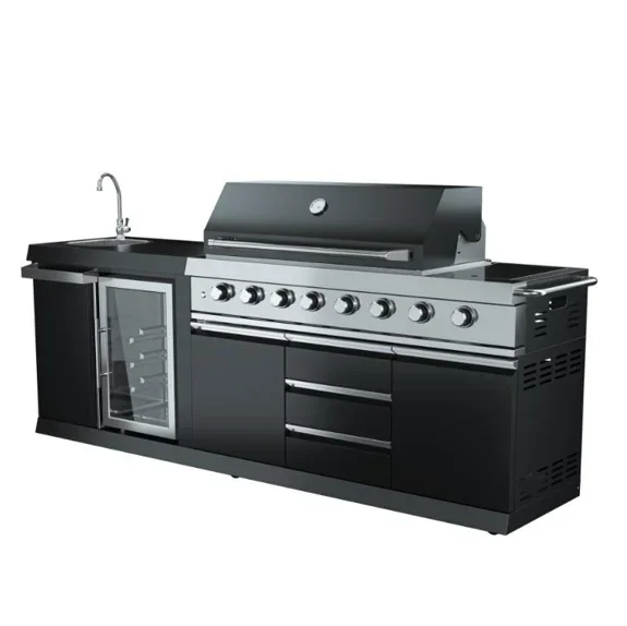 BBQ Island Outdoor Kitchen Grill verniciatura a polvere nera isola da cucina all'aperto