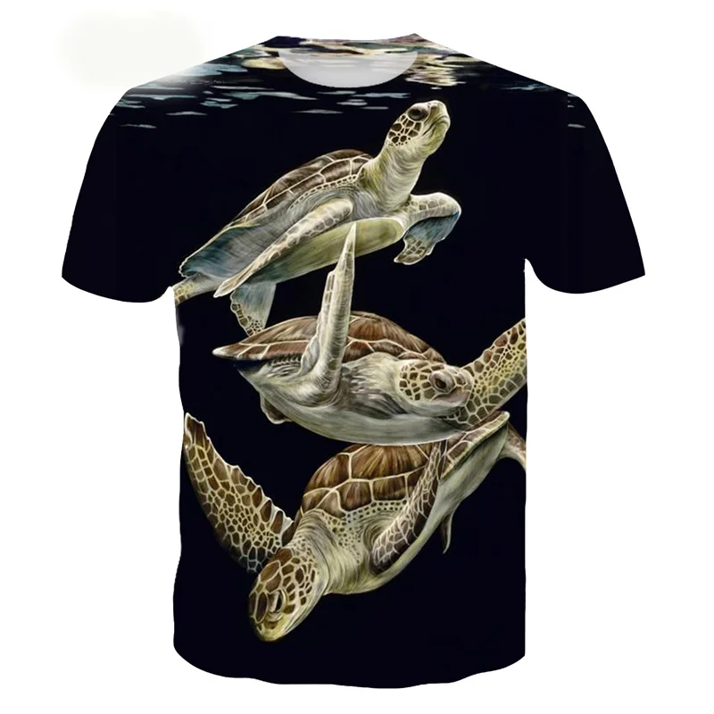 Tortoise Fish Pattern T-Shirt For Men Marine Animals 3D Printed Tees Summer Casual Short Sleeves Kids T Shirts Women O-Neck Tops