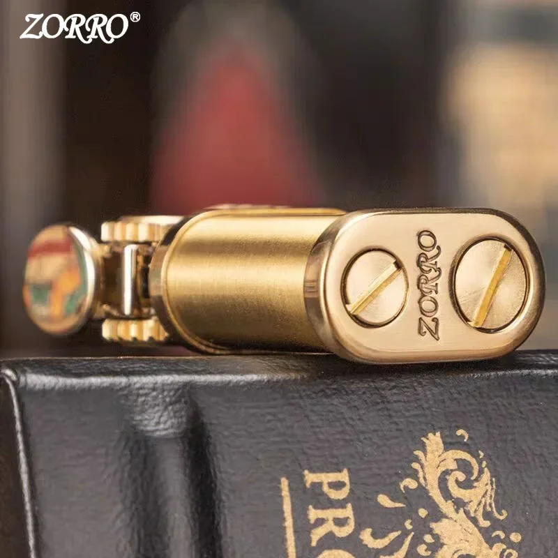 Zorro 588 Creative Little Punky Kerosene Lighter Retro Personality Grinding Wheel Mini Portable Brass Lighter  Wholesale