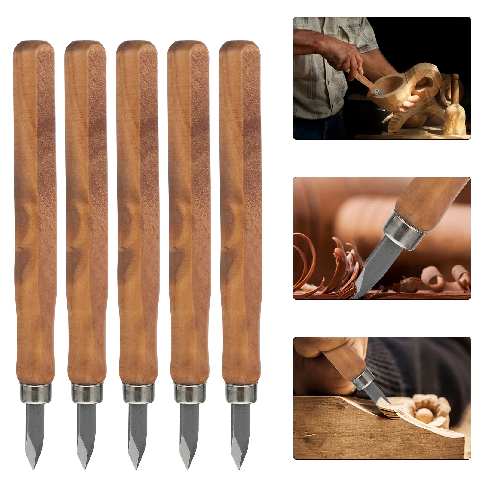 

5 Pcs Woodworking Marking Knife Wooden Handle Woodcut Knives Line Tools Manual Cutters