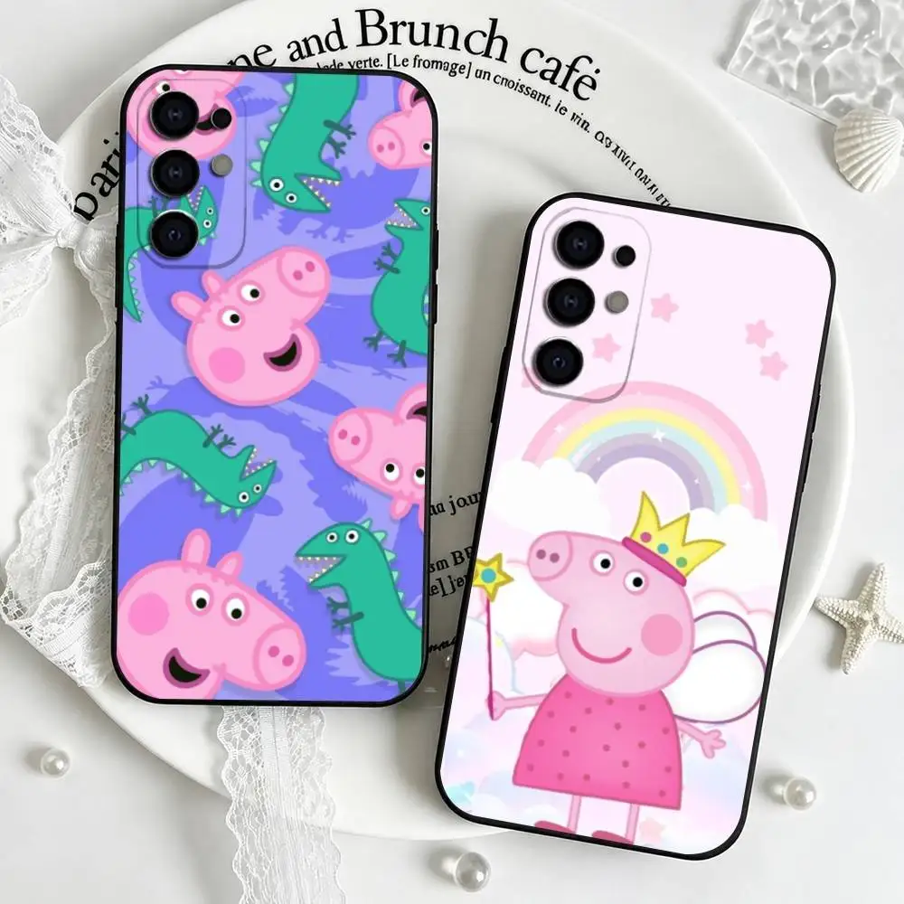 Cartoon Cute pink P-Peppa Pig  Phone Case For Samsung S25,S24,S21,S22,S23,S30,Ultra,S20,Plus,Fe,Soft Silicone Black Cover