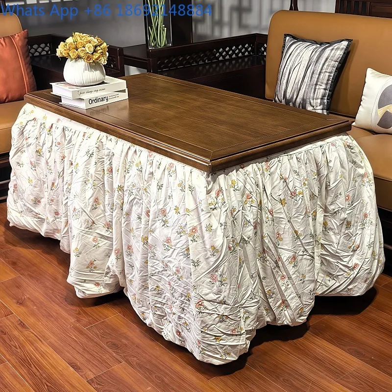 Table for Home Use, Foldable Winter Simple Kang Table, New Style Solid Wood Rectangular Heating Table, Heating Rack