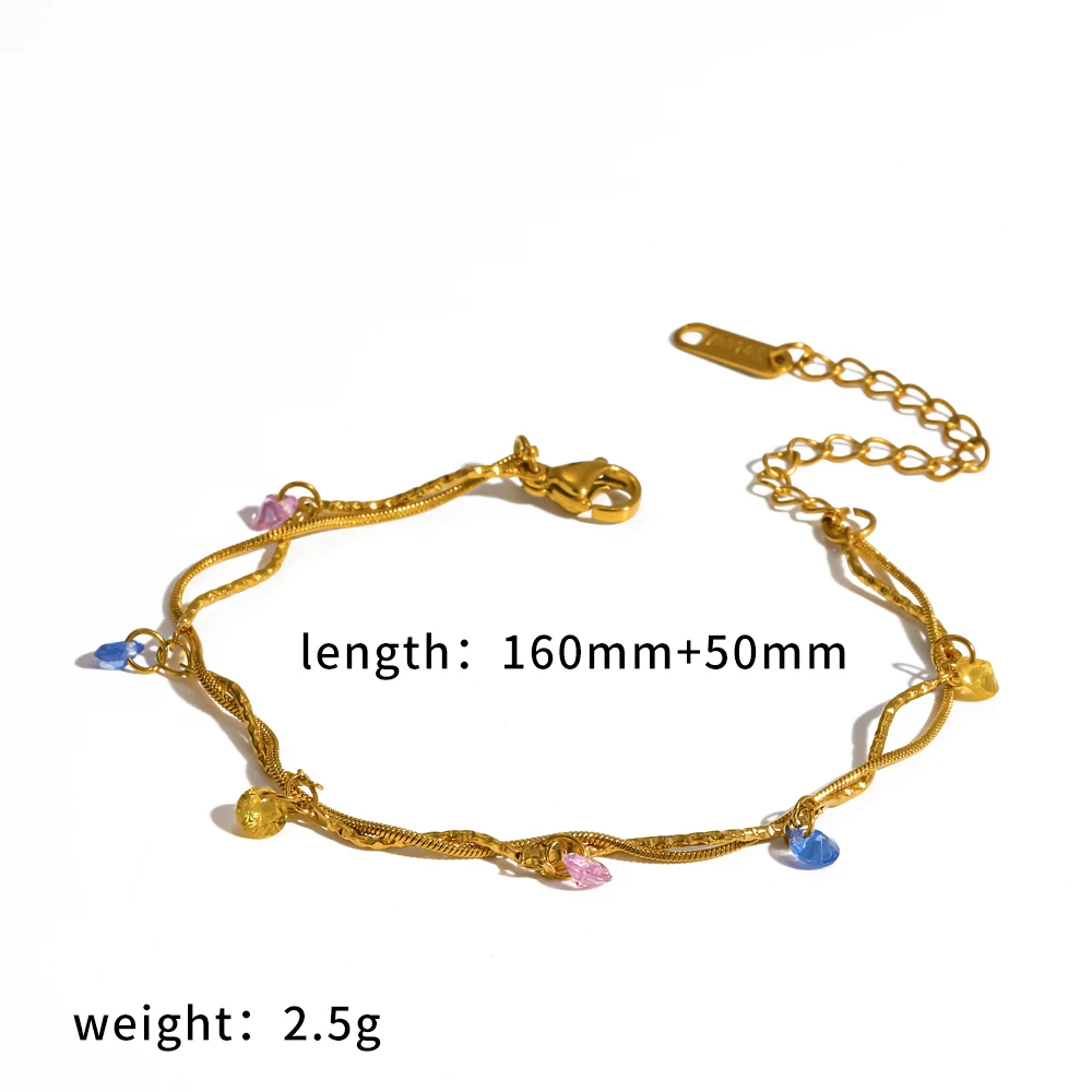Damen-Set aus 18K vergoldetem Edelstahl mit Naturstein-Kette, Armband und Halskette im Urlaubsstil, farbenfroher edler Schmuck – Detail 7