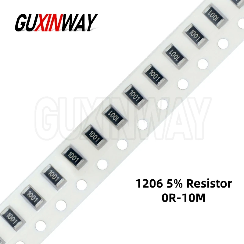 100pcs 1206 5% Resistor 0R-10M 0 1 10 22 47 100 150 200 330 470 510 ohm 1K 2K 2.2K 3.3K 10K 22K 47K 100K 220K 470K 1M 0.25W