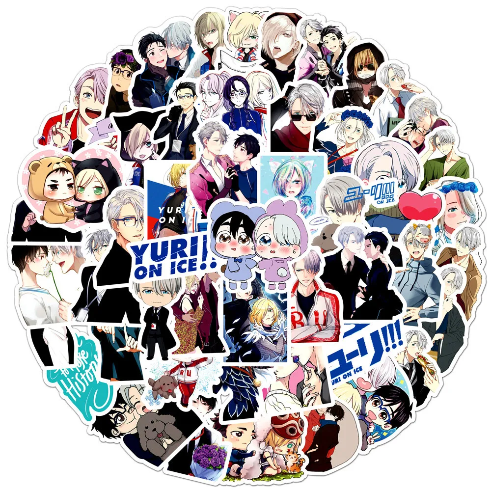 50Pcs Japanese Classic Anime YURI!!! On ICE Cosplay Decoration Sports Movie Yuri Katsuki DIY Sticker Waterproof Graffiti Props