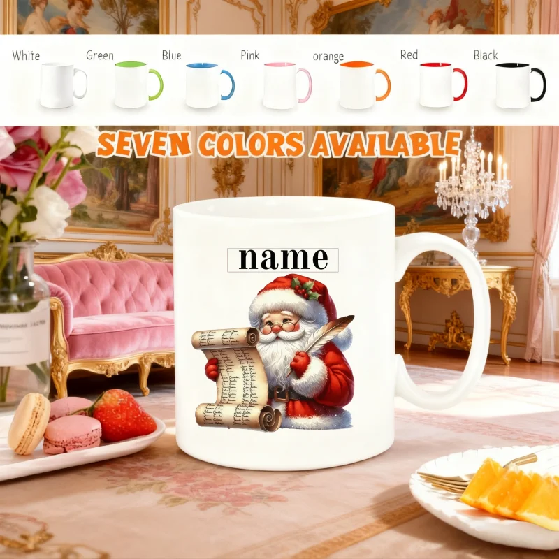 Customizable Santa's List Mug - Versatile 1pc Coffee Cup, Tea Mug, and Beverage Glass for Christmas, Birthday, Halloween, Thanks