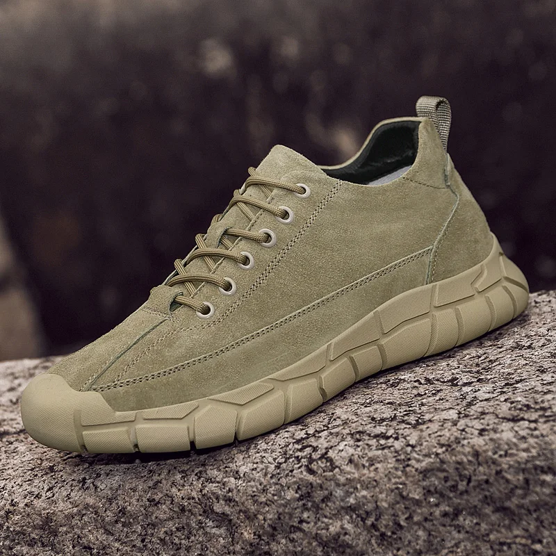 

Men Four Season Thick Soled Casual Shoes Frosted Breathable Non Slip Anti Kick Warm Outdoor Sports Hiking Shoes