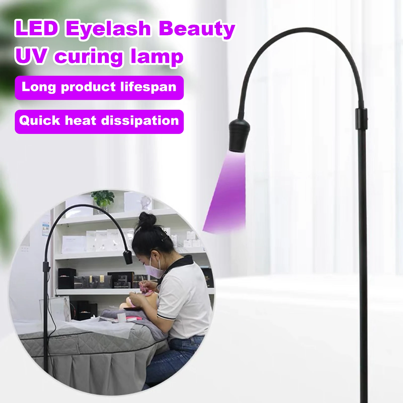 لاش تمديد ضوء LED رمش مصباح لملحقات رمش الأشعة فوق البنفسجية لاش الغراء نظام ، دواسة القدم التحكم الطابق الإضاءة