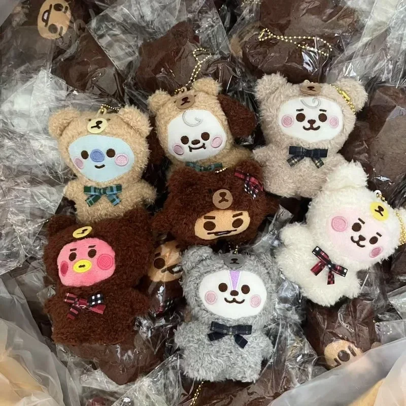 Bt21ed اليومية المحدودة سلسلة تاتا شيمي منقوشة أفخم دمية زوجين حقيبة مدرسية قلادة لطيف الكرتون كوكي كويا دمية المفاتيح هدية