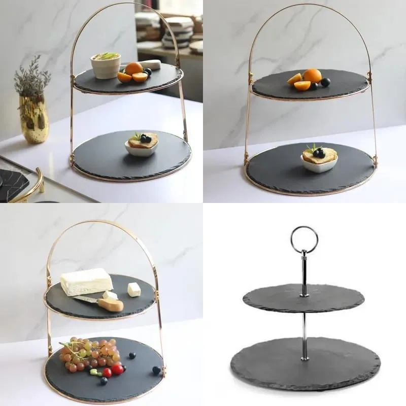 Phnom Penh Slate Cake Tray Stand European Wedding Dessert Display Coffee Break Banquet Table Ornament